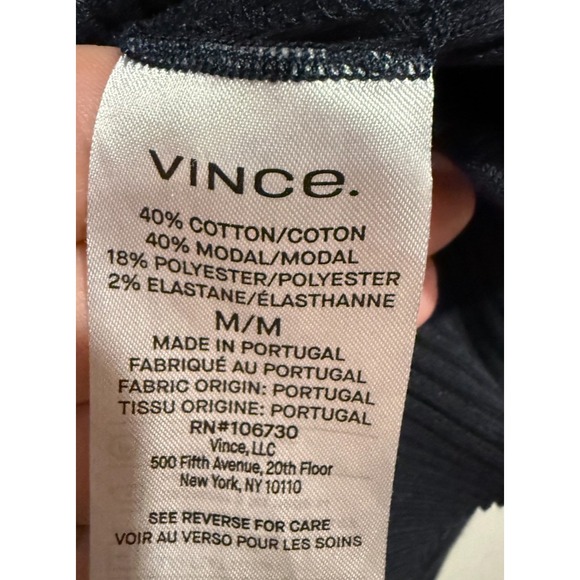 Vince Ribbed Camisole Midi Slip Dress Size M Dark Blue Fitted Stretch Sleeveless - Picture 5 of 6